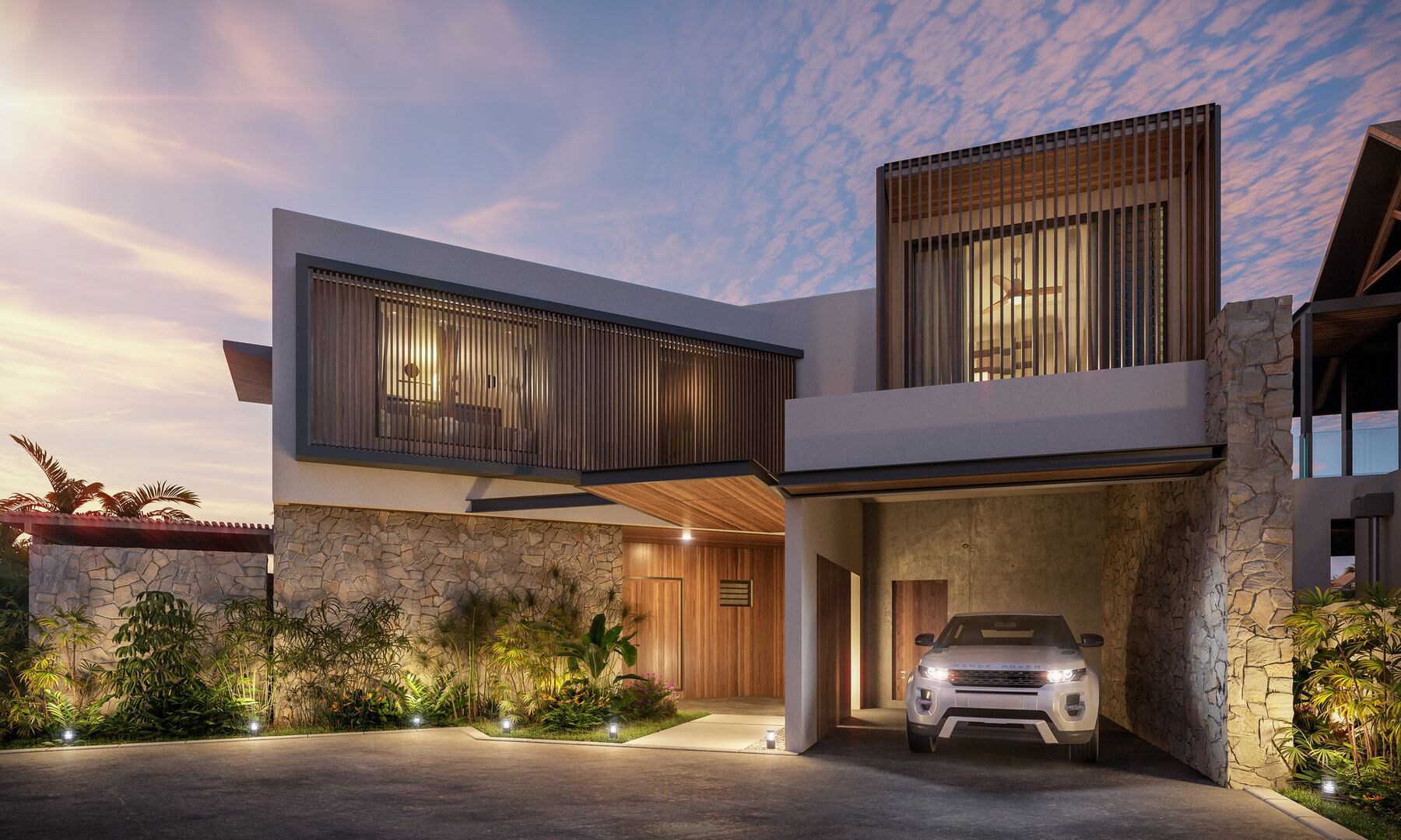 Projet SHOBA  Flic en Flac  Villa  Entree facade d