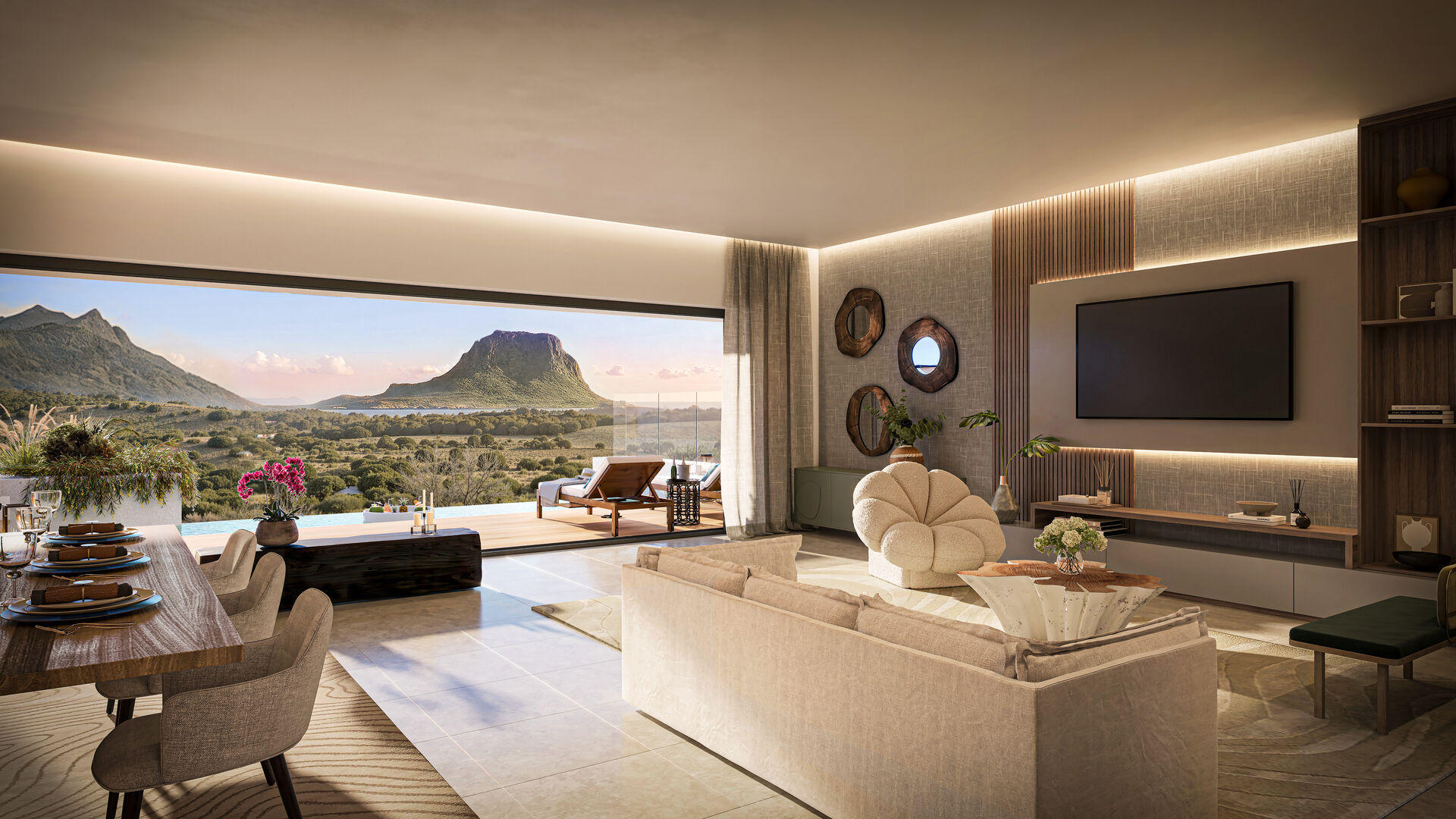 27 Degree West villa 1  CGI 3  Dining Living with 