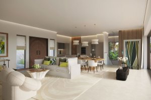 27 Degree West villa 1 CGI 5 Dining Living Kitch