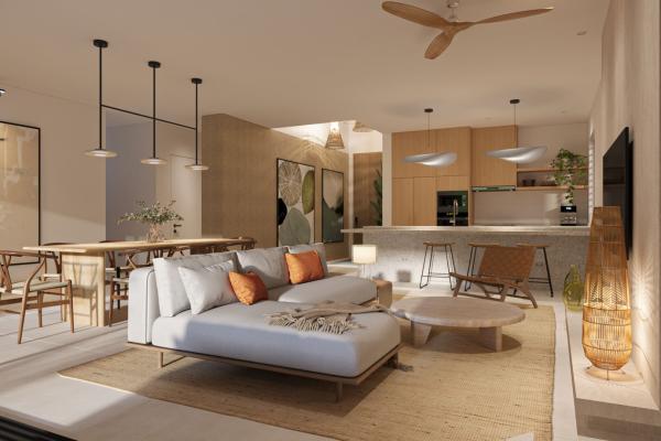 Projet SHOBA  Flic en Flac  Villa  Salon cuisine o